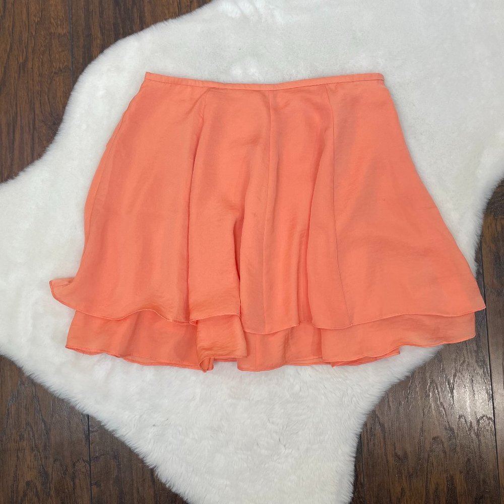 Urban Outfitters Silence + Noise Skirt 6 Ashton Double Layer Peach Orange Mini - Picture 2 of 12